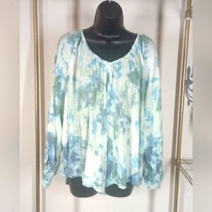 Blouse. Zac & Rachel. Size: L. Color: Blue, green, white